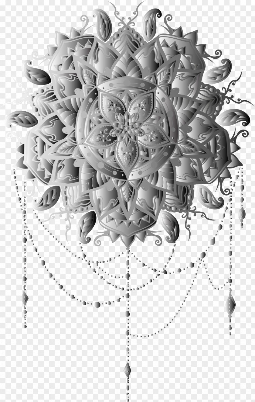 Hollow Mandala Black And White PNG