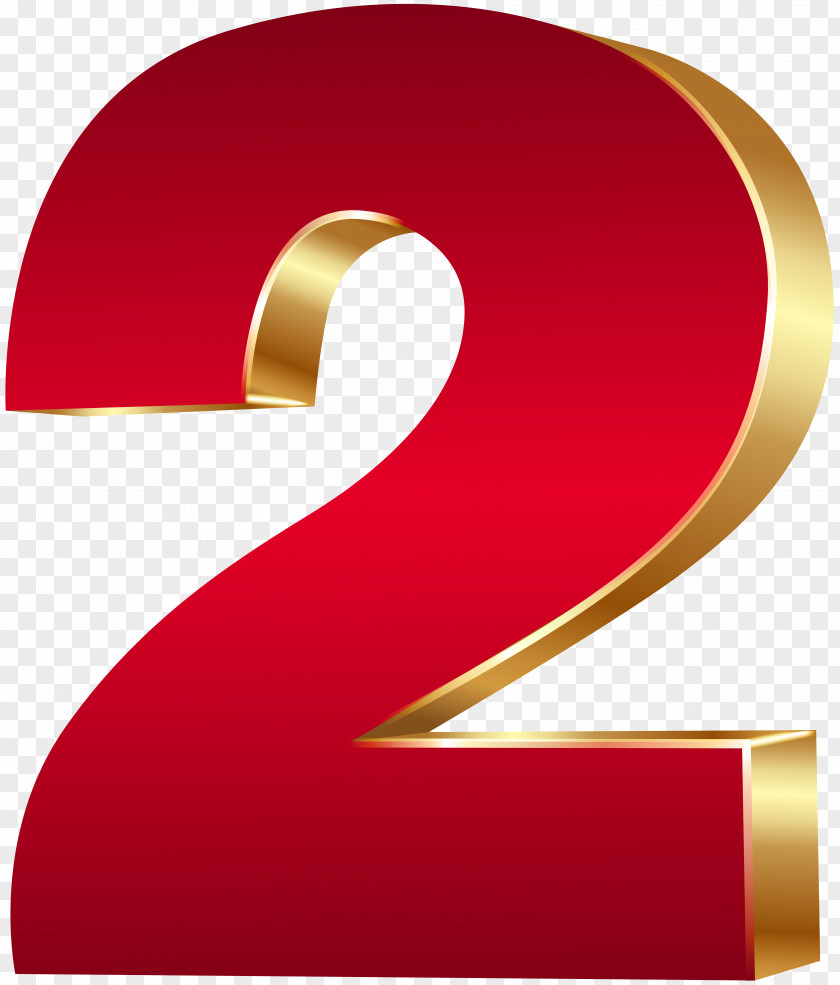 3D Number Two Red Gold Clip Art Image Computer Graphics PNG