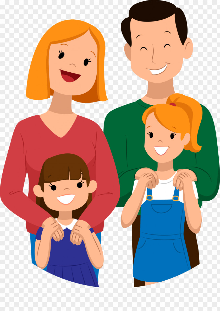 Vector Hand Painted A Family Droopy Cartoon Child PNG