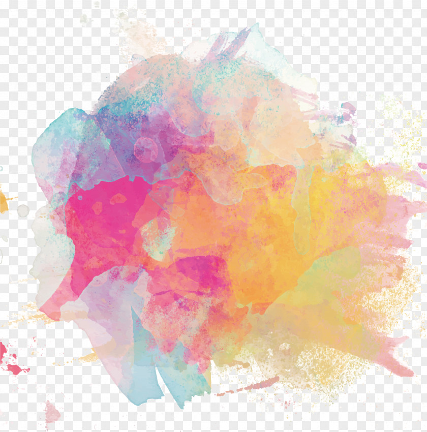 Colorful Ink Poster Watercolor Painting PNG