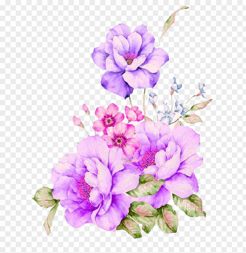 Purple Dream Flowers Decorative Patterns Watercolour Watercolor Painting PNG