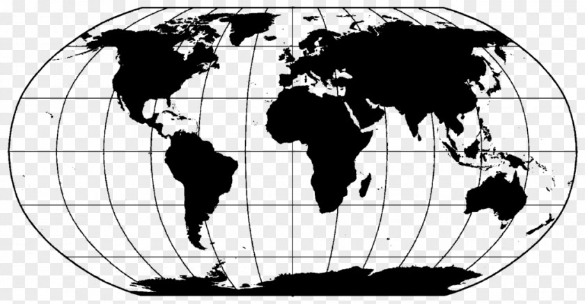 World Map Black Blank PNG