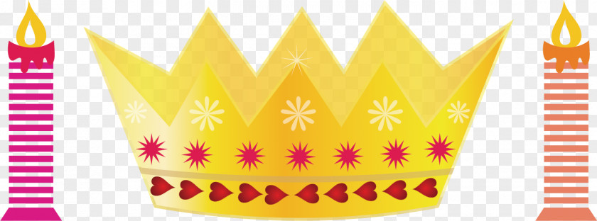 Vector Golden Crown Candle Birthday Cake Party PNG