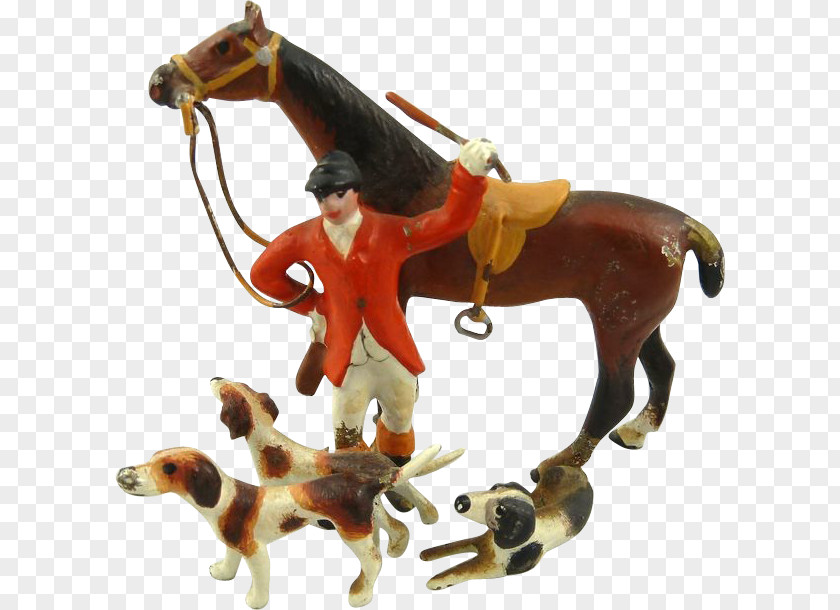 Watercolor Horse Fox Hunting Equestrian Figurine PNG
