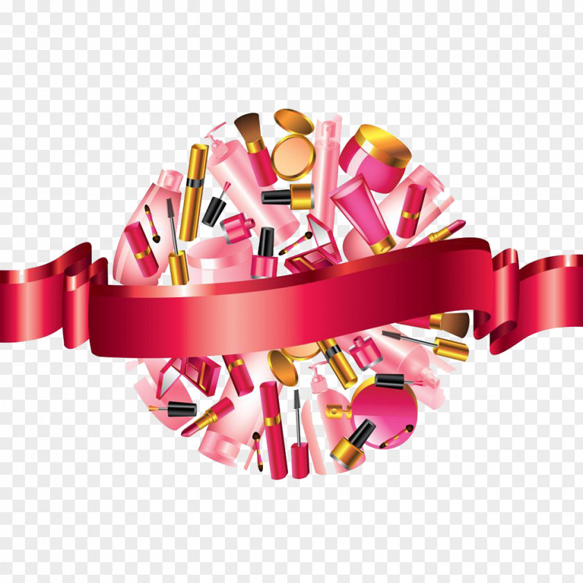 Red Ribbon Cosmetics Make-up Clip Art PNG