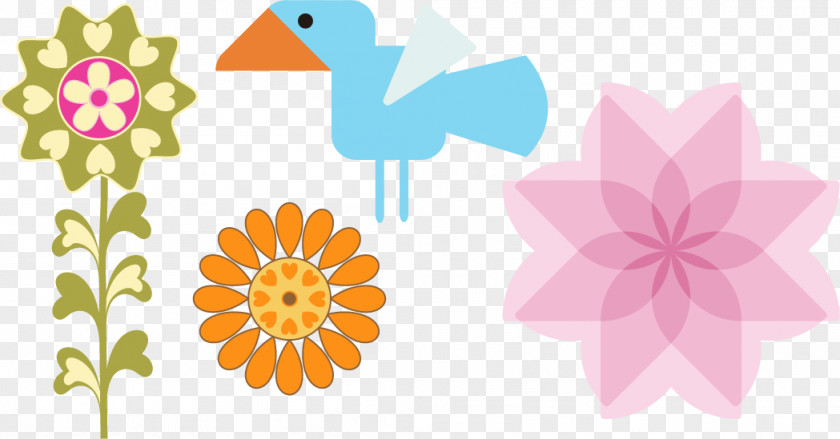 Child Painting Flowers And Birds Vector Floral Design Euclidean Drawing PNG