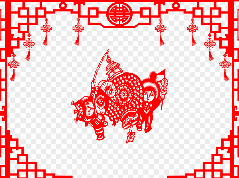 Chinese New Year Decorative Sticker Creative Matting Free HD Common Carp Papercutting Fu Traditional Holidays PNG