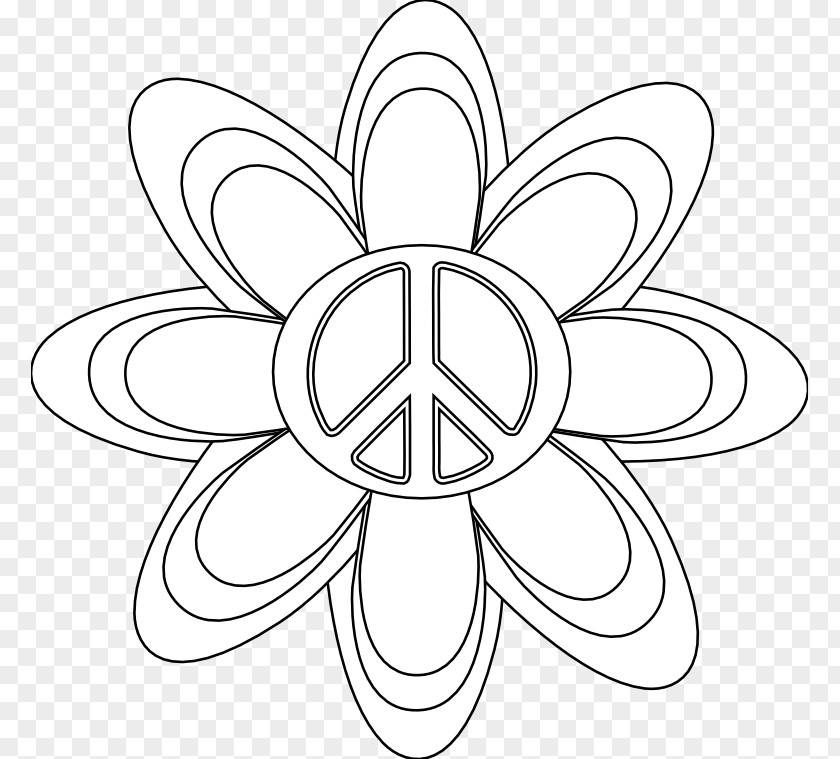 Flower Tattoos Black And White Coloring Book Peace Symbols Line Art Clip PNG