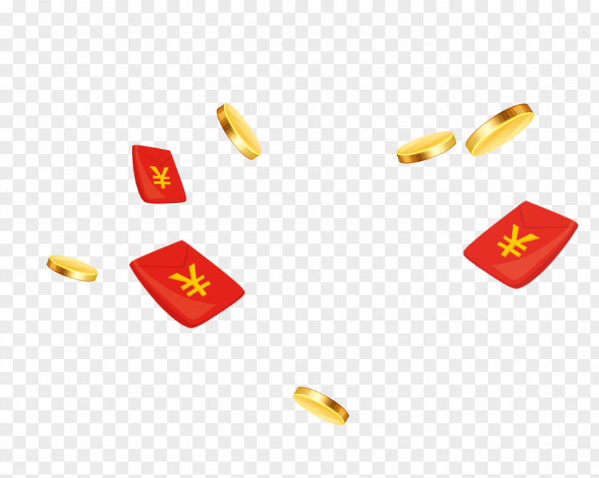 Floating Red Gold Envelope Download PNG