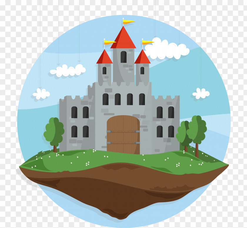 Air Cartoon Fairy Tale Castle Vector Material Clip Art PNG
