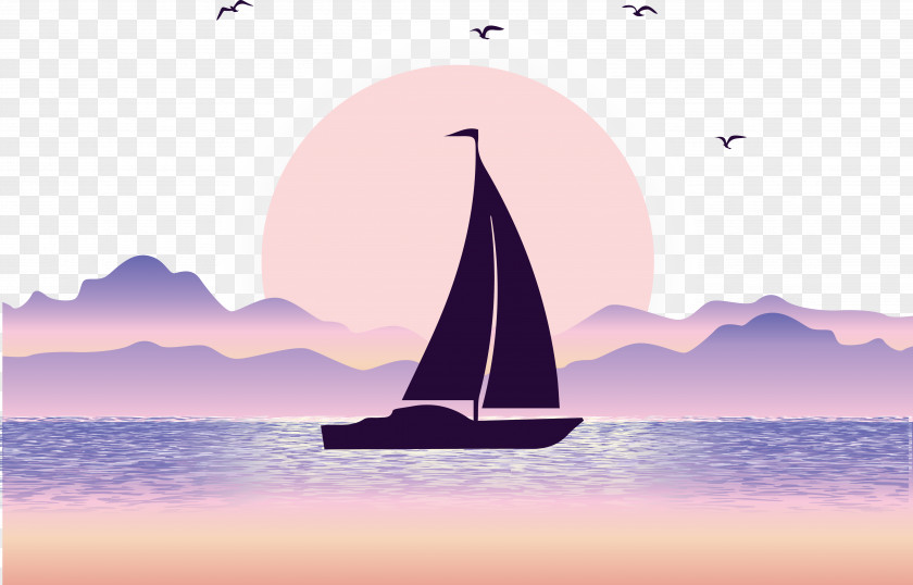 Sea Sailing Vector Euclidean Illustration PNG