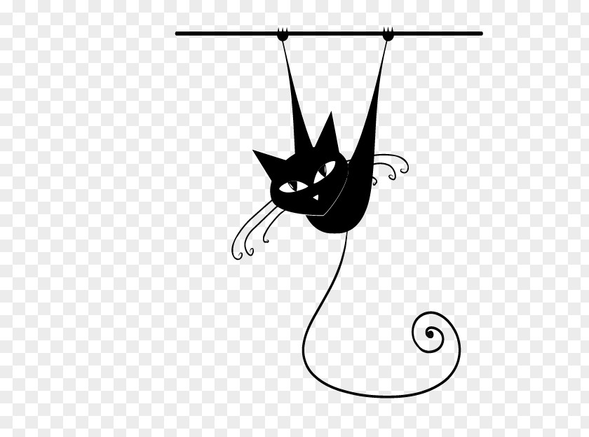 Black Hanging Railing Of The Cat Kitten Silhouette PNG