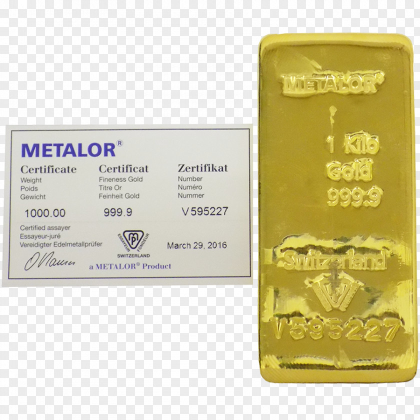 Gold Bar Bullion Kilogram Metalor Technologies SA PNG