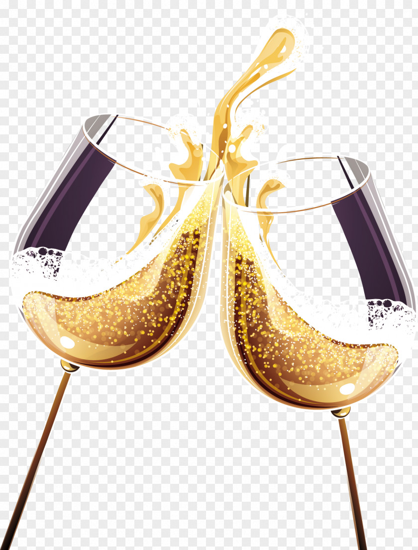 Gold Champagne Wine Glass Alcoholic Drink PNG