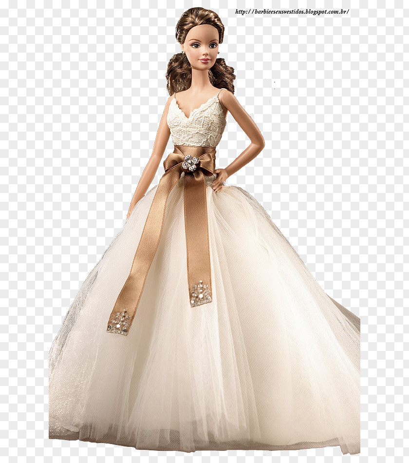 Barbie Blushing Orchid Bride Monique Lhuillier Doll #J0960 Dress PNG