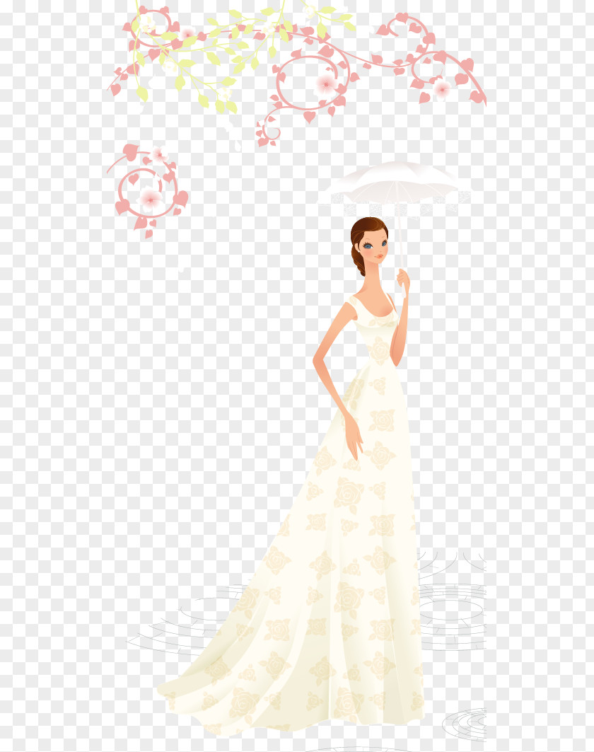 Cartoon Beautiful Wedding Bride Vector Material Contemporary Western Dress PNG