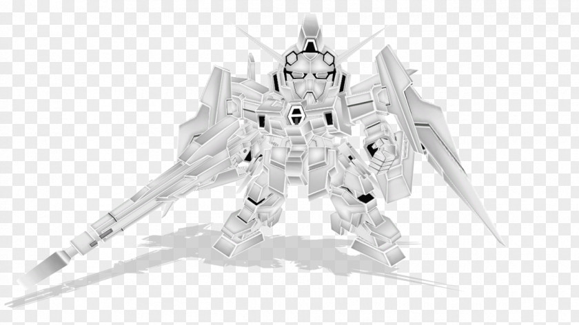 Line Art Mecha White Character PNG