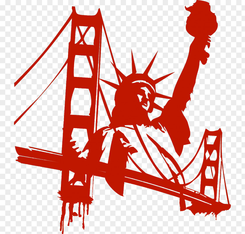 Statue Of Liberty Manhattan Bridge Golden Gate Sticker PNG