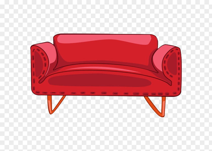 Red Sofa Table Couch Furniture Illustration PNG