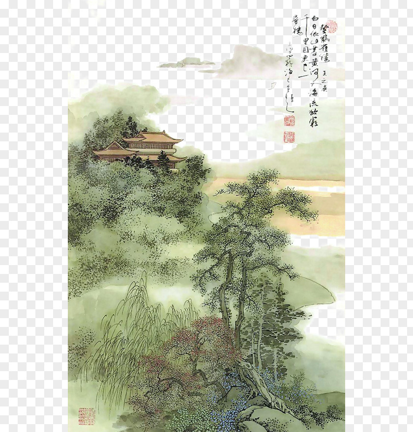 Gordon Yellow Crane Tower Stork River Tang Dynasty Besteigung Des Storchenturmes PNG