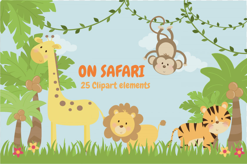 Safari Baby Jungle Animals Patterns Clip Art PNG