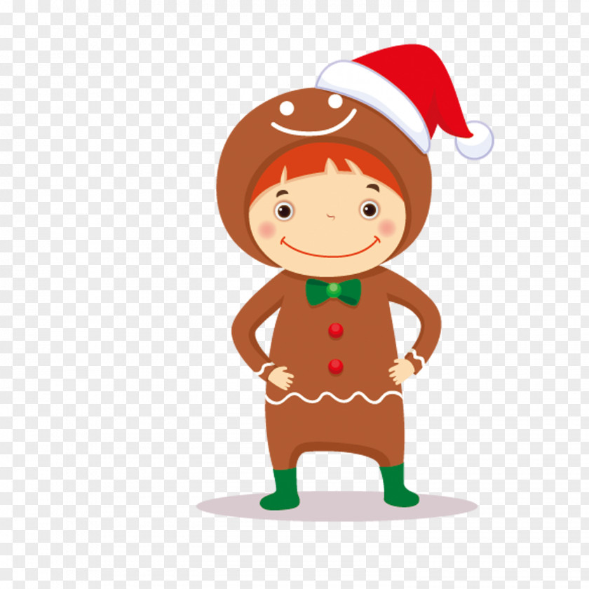 Cutout Children Santa Claus Christmas Costume Illustration PNG