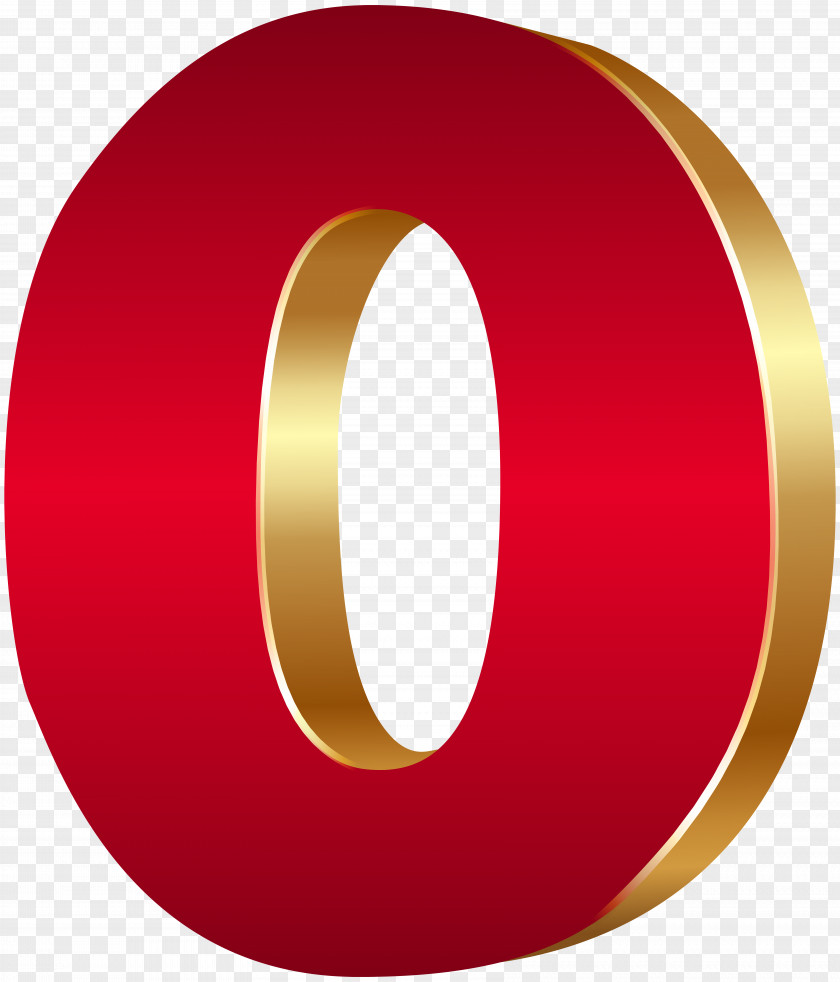 3D Number Zero Red Gold Clip Art Image PNG