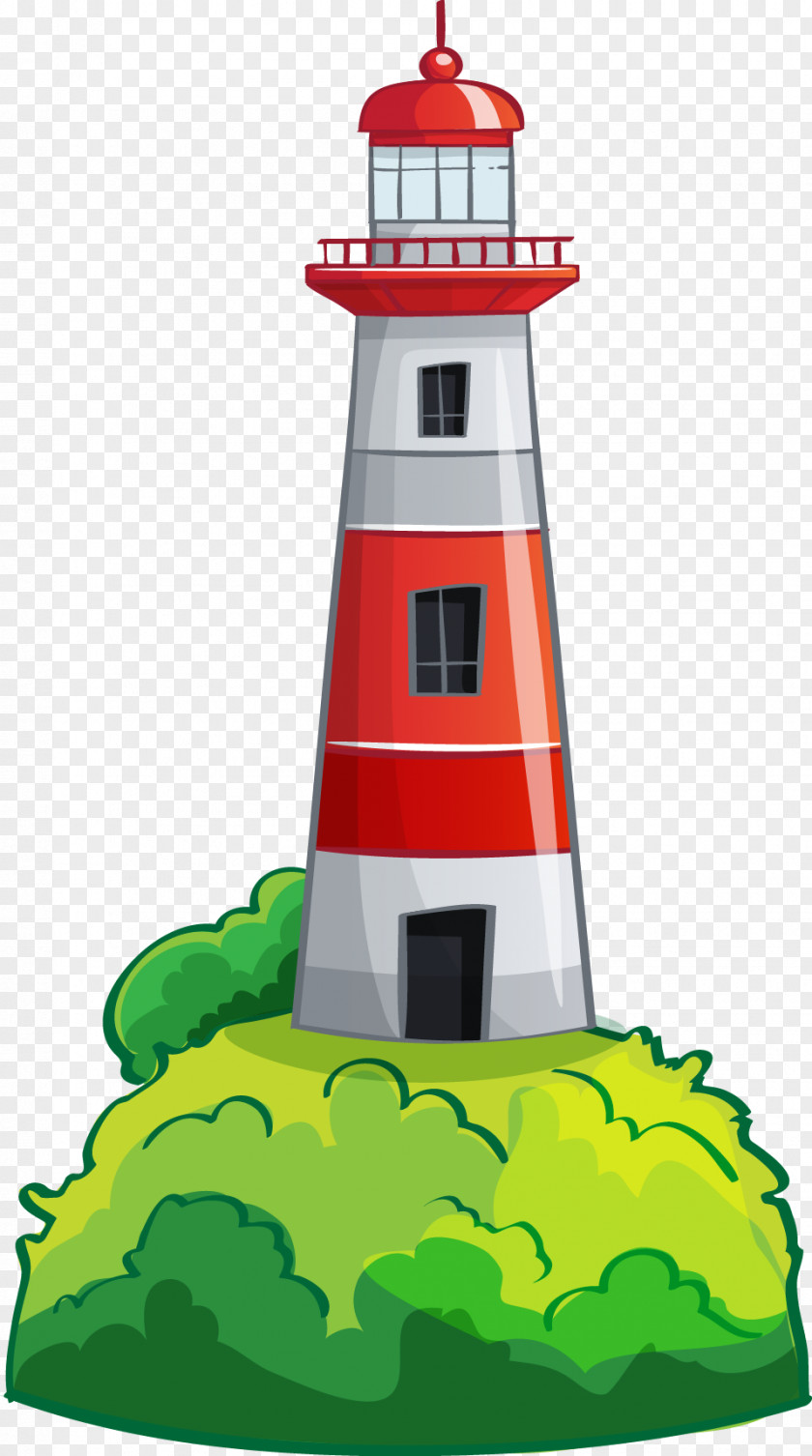 Sea Lighthouse Cartoon Illustration PNG