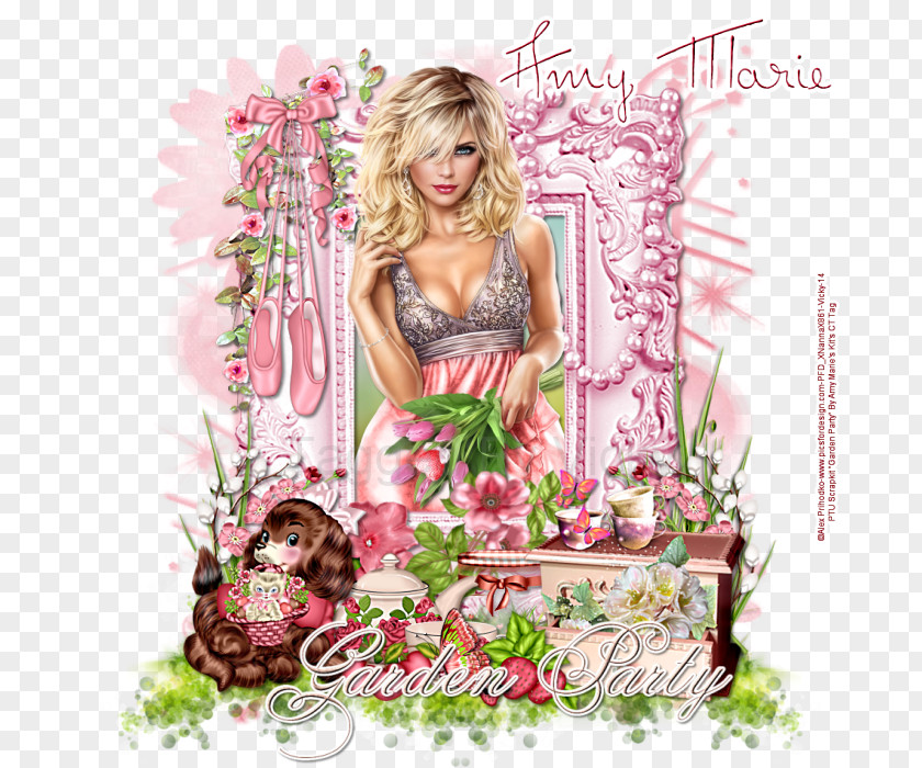 Garden Party Floral Design Pink M Petal RTV PNG