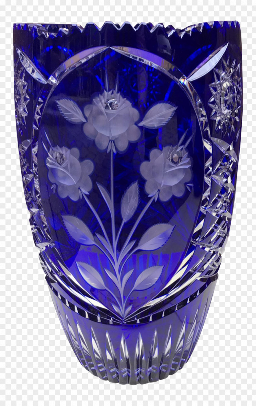 Glass Vase Cobalt Blue Bohemian PNG