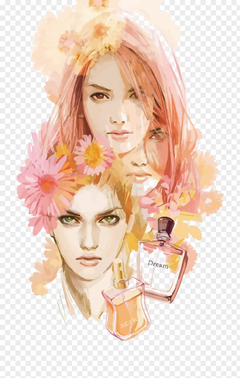 Vector Watercolor Beauty Perfume Painting Illustration PNG