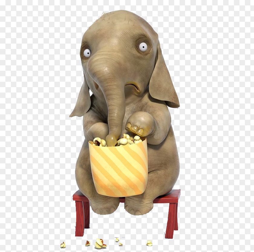 Baby Elephant Eating Popcorn Indian Animation PNG