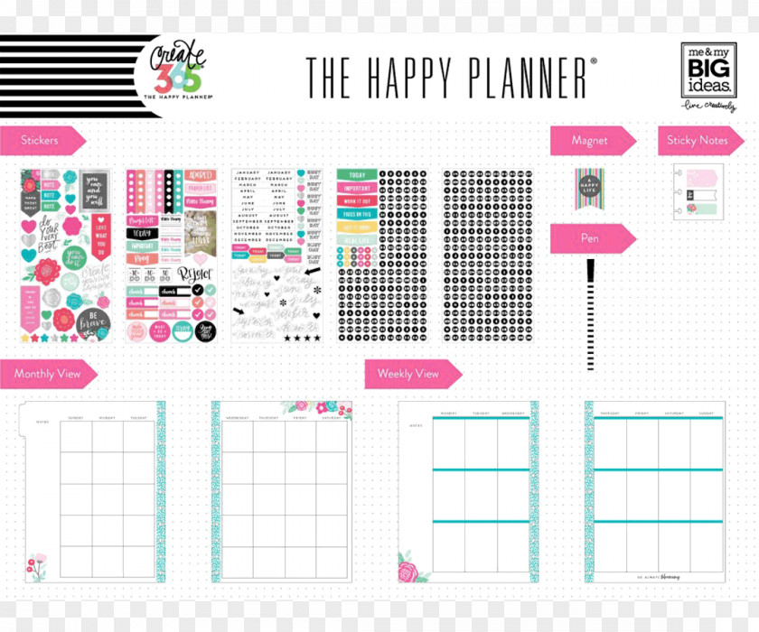 Happy Planner Paper Me & My BIG Ideas Flower Sticker Box PNG