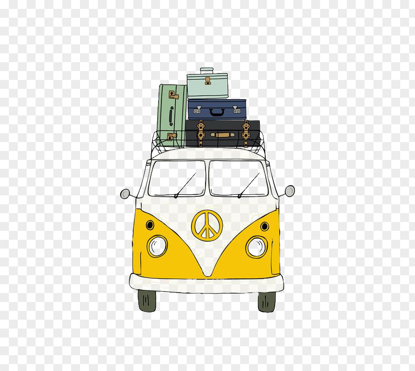 Cartoon Bus Paper Printmaking Watercolor Painting Drawing PNG