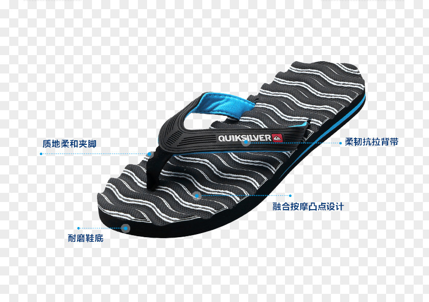 Quiksilver Wave Pattern Wear Sandals Slipper Flip-flops Sandal PNG