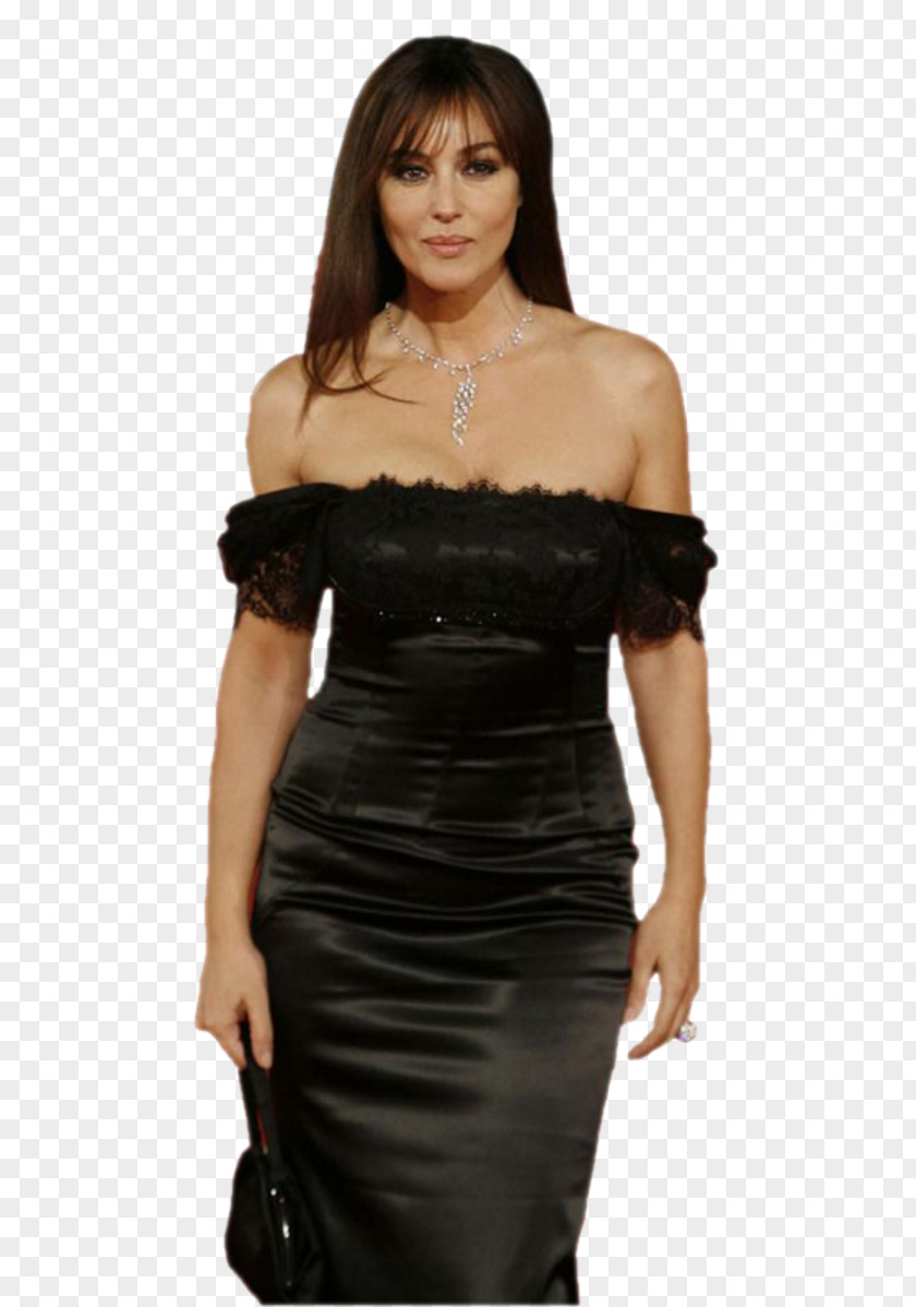 Satin Monica Bellucci Little Black Dress Fashion Model Photo Shoot PNG