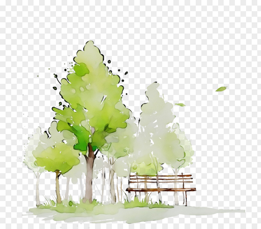 Green Tree Natural Landscape Watercolor Paint Plant PNG