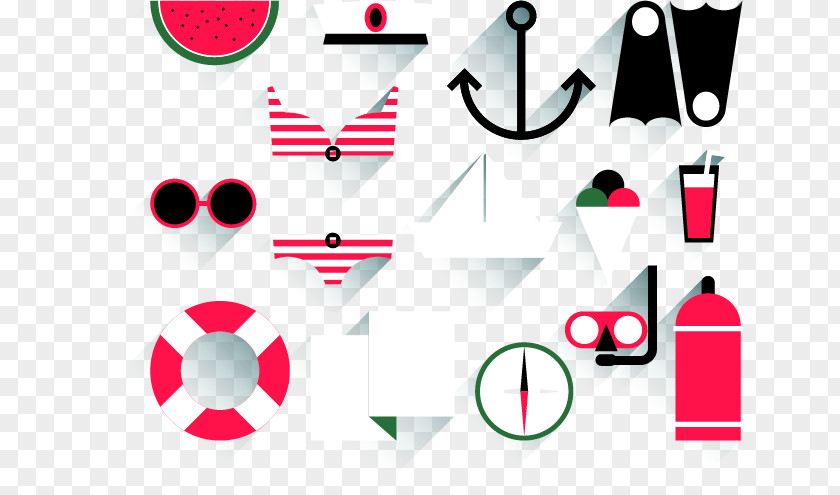 3.14 Beach Resort Icon Vector Material Watermelon Summer PNG