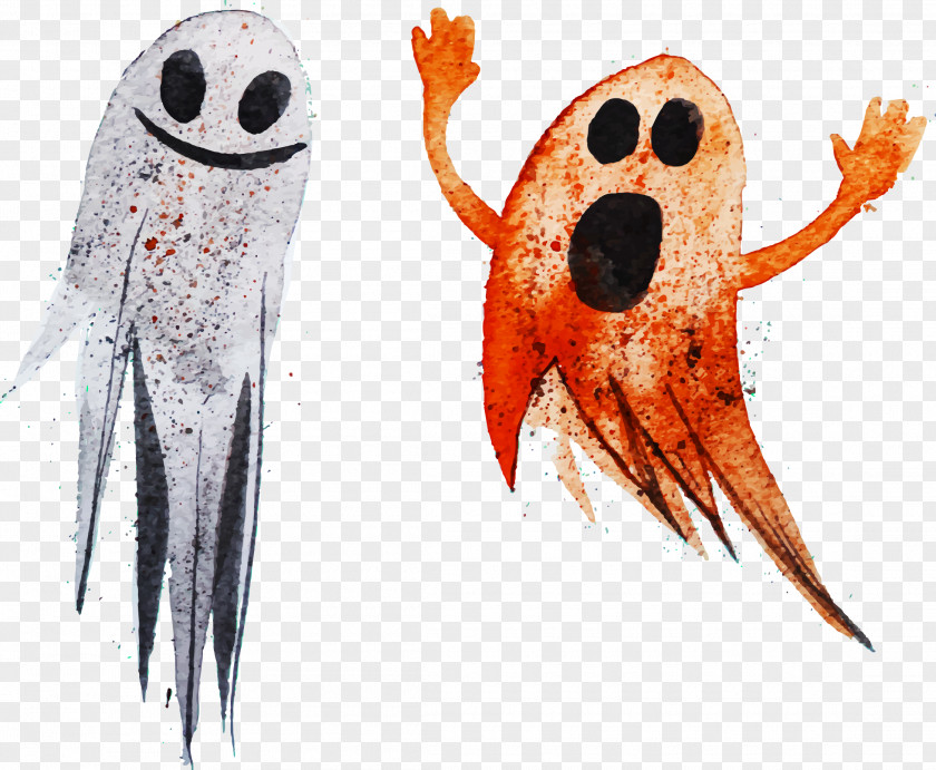 Ghost Ink Halloween Watercolor Painting PNG