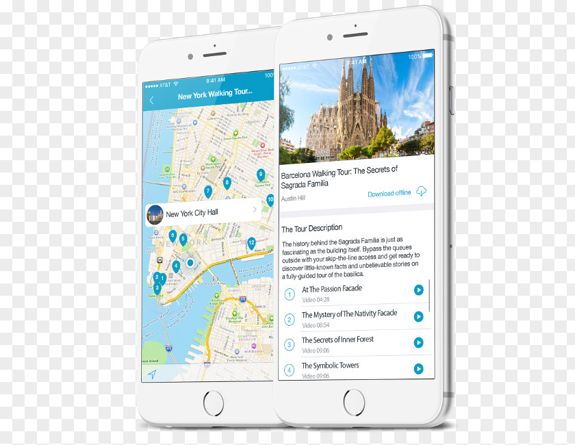 Mobile Navigation Page Smartphone Travel Tours Sagrada Família PNG