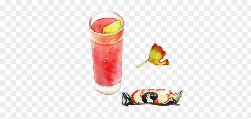 Watermelon Juice And Candy As Well Leaves Milk Bubble Tea Bonbon White Rabbit PNG