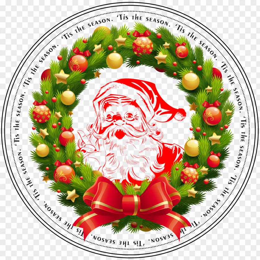 Santa Claus Christmas Day Wreath Vector Graphics Ornament PNG