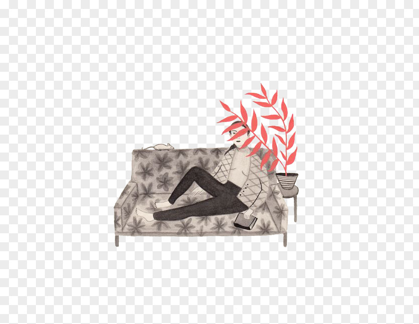 Woman Sitting On The Sofa Brooklyn Adobe Illustrator Art Illustration PNG