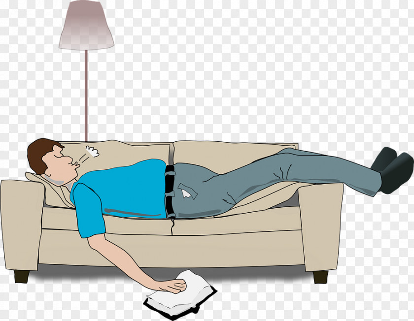 Lying On The Couch Sleeping Man Sleep Mattress Loveseat Clip Art PNG