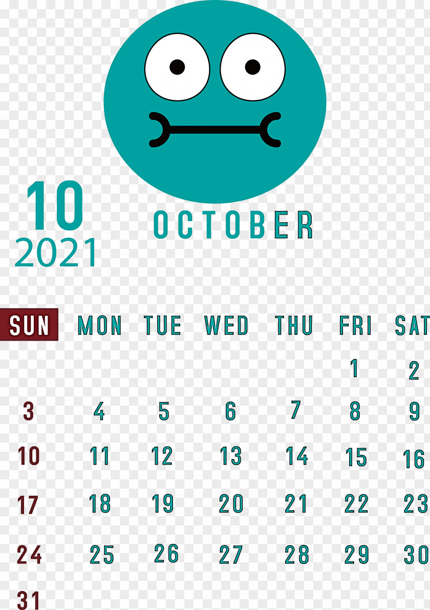 October 2021 Printable Calendar PNG