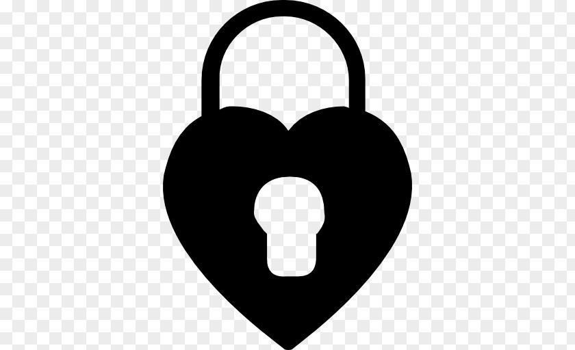 Padlock Heart Black And White PNG