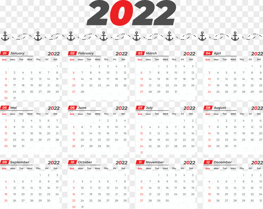 2022 Yearly Calendar Printable 2022 Yearly Calendar Template PNG