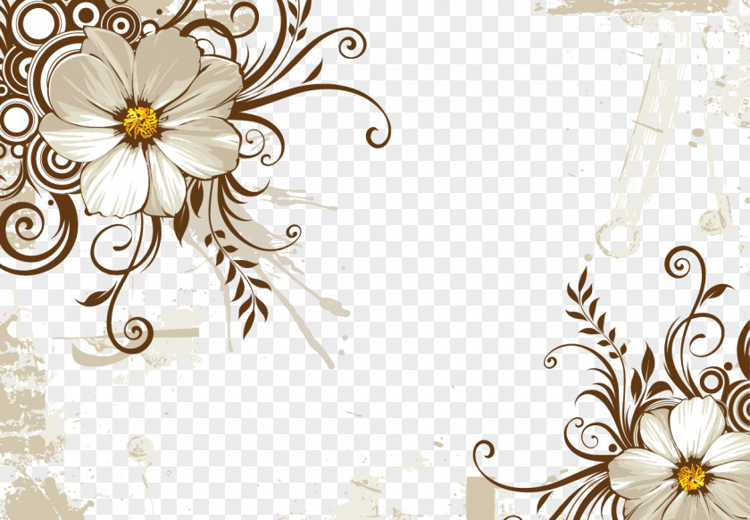 Retro Flower Shading Fashion Design Pattern PNG