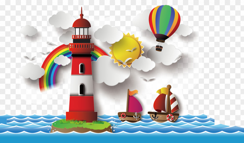 Sea Lighthouse Paper Room Wall Mural Wallpaper PNG