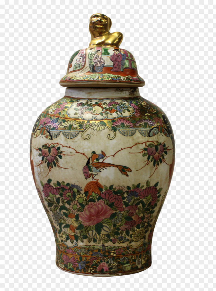Traditional Chinese Painting Decoration Vase Ceramics China Famille Rose PNG